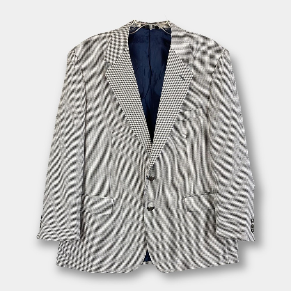 NEW Haband Executive Houndstooth Tan Navy Black Blazer Sports Coat Size 46RP